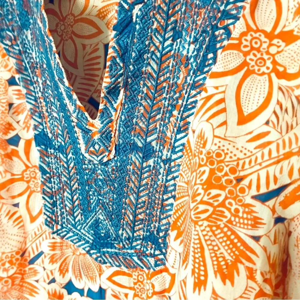 Talbots Sz SMALL Tropical Floral Embroidered Cotton Sleeveless Blouse - Picture 6 of 8